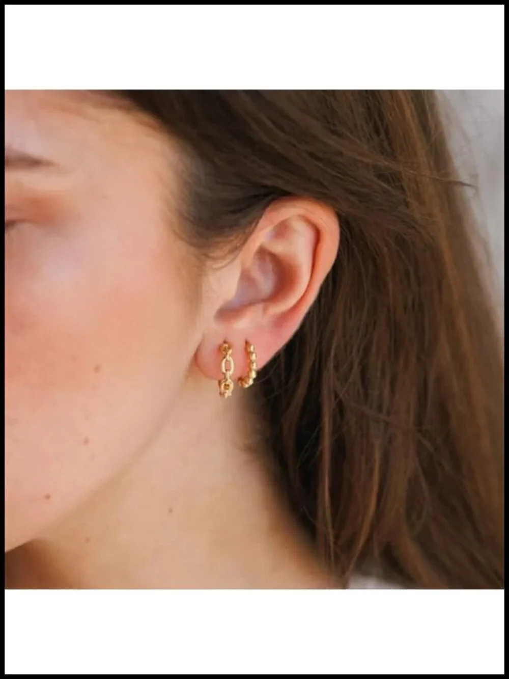 14K Gold Plated Beaded Huggie Hoop Earrings Dainty Hypoallergenic Jewelry for